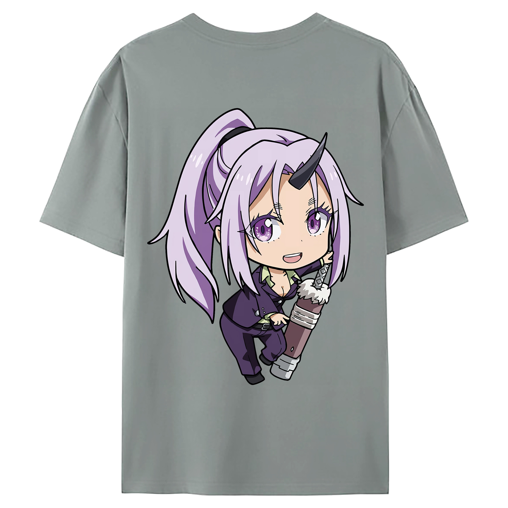 （画像用） 転スラ Regarding Reincarnated to Slime 綿100％ メンズ半袖Tシャツ（バックプリント） 通気性